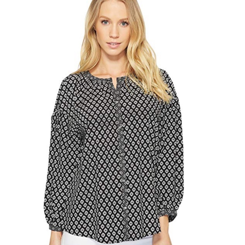 NEW • Joie • Hanan Caviar Black Print Blouse XS